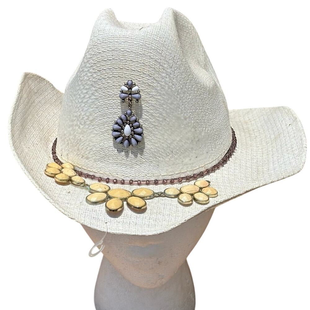 White & Blue Crystal Cowgirl Hat